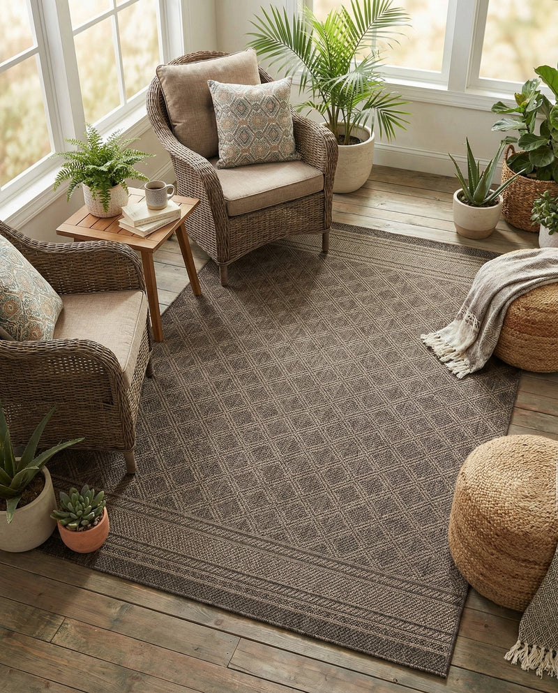 Savannah Pergola Collection Area Rug - Savannah Rectangle Chocolate Brown  lifestyle 50