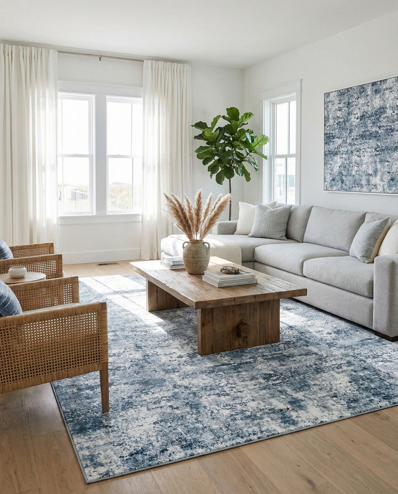 Luminara Sands Collection Area Rug - Elysium (Vintage Blue) Rectangle Vintage Blue  lifestyle 11