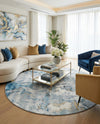 Urban Terrace Collection Area Rug -  Vertex Round Blue and Ivory  lifestyle 52