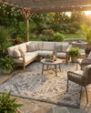 Tribal Terrace Treasures Collection Area Rug - Mayan Marina (Charcoal Gray) Rectangle Charcoal Gray  lifestyle 33