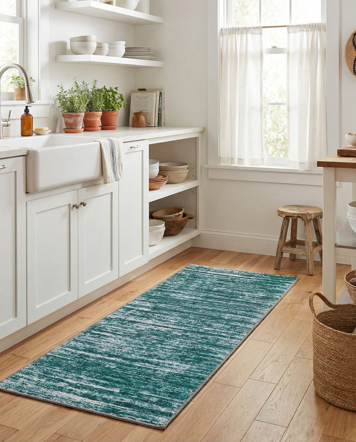 Sahara Essence Collection Area Rug - Oasis (Teal) Runner Teal  lifestyle 55