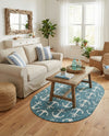 Seaside Haven Rugs Collection Area Rug - Sapphire (Teal) Oval Teal  lifestyle 82