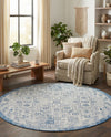 Tribal Terrace Treasures Collection Area Rug - Mayan Marina (Blue) Round Blue  lifestyle 80