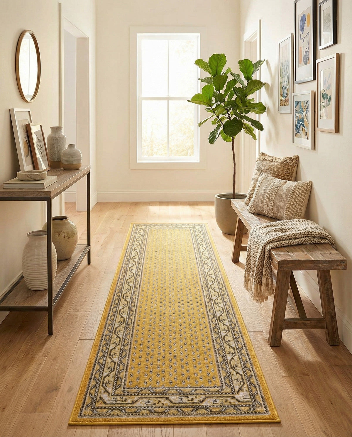 Soho Elegance Collection Area Rug -  Mercer (Yellow) Runner Yellow  lifestyle 53
