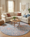 Heritage Elegance Collection Area Rug -  Potala Round Blue  lifestyle 49