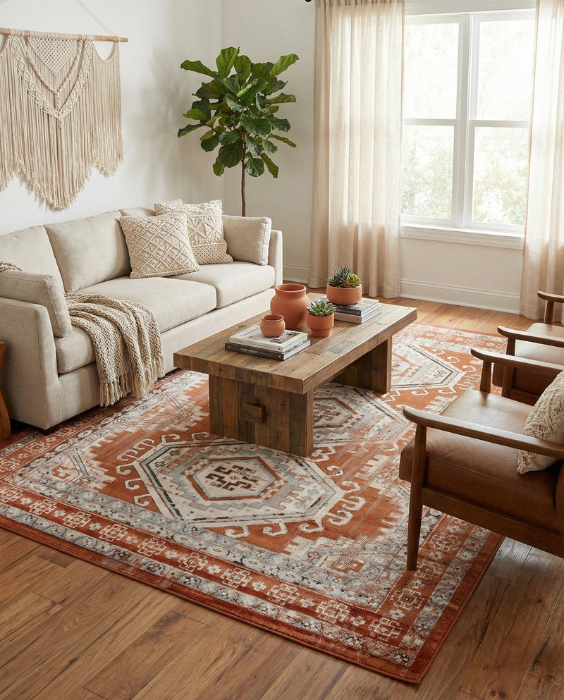 Savannah Elegance Collection Area Rug -  Tybee (Terracotta) Rectangle Terracotta  lifestyle 23