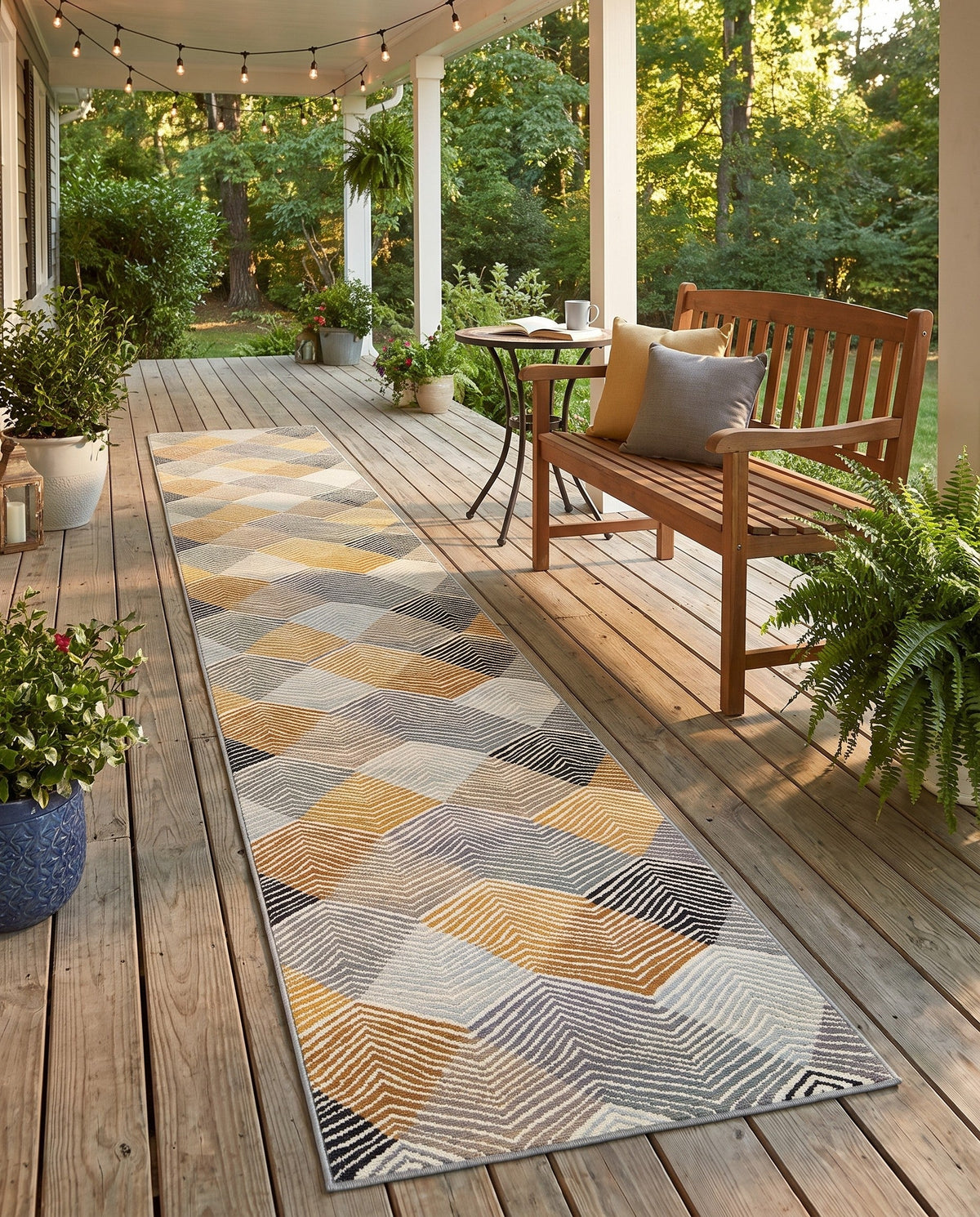 Urban Terrace Collection Area Rug - Metropolis Runner Gray  lifestyle 78