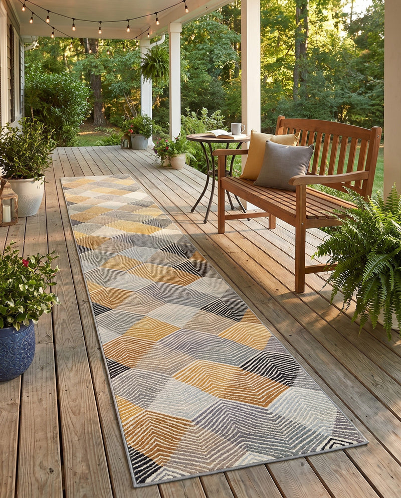 Urban Terrace Collection Area Rug - Metropolis Runner Gray  lifestyle 78