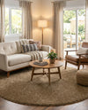 Cozy Comfort Shag Collection Area Rug - Haven (Khaki) Round Khaki  lifestyle 42
