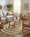 Woven Seaside Jute Collection Area Rug - Nautilus Round White Natural  lifestyle 43