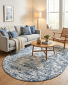 Luminara Sands Collection Area Rug - Elysium (Vintage Blue) Oval Vintage Blue  lifestyle 34