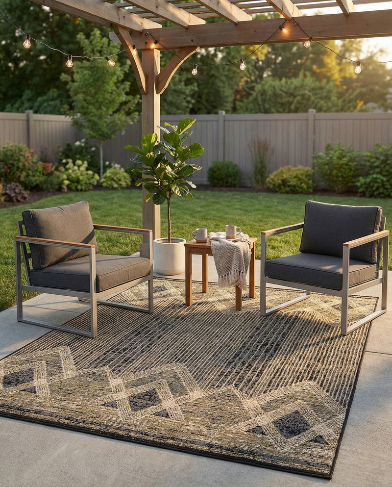 Urban Terrace Collection Area Rug -  Loft Rectangle Charcoal  lifestyle 28