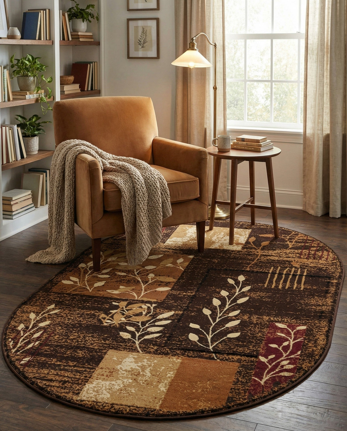 Bistro Lounge Collection Area Rug -  Affogato Oval Brown  lifestyle 136