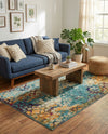 Venetian Tapestry Collection Area Rug - Murano Rectangle Blue  lifestyle 40