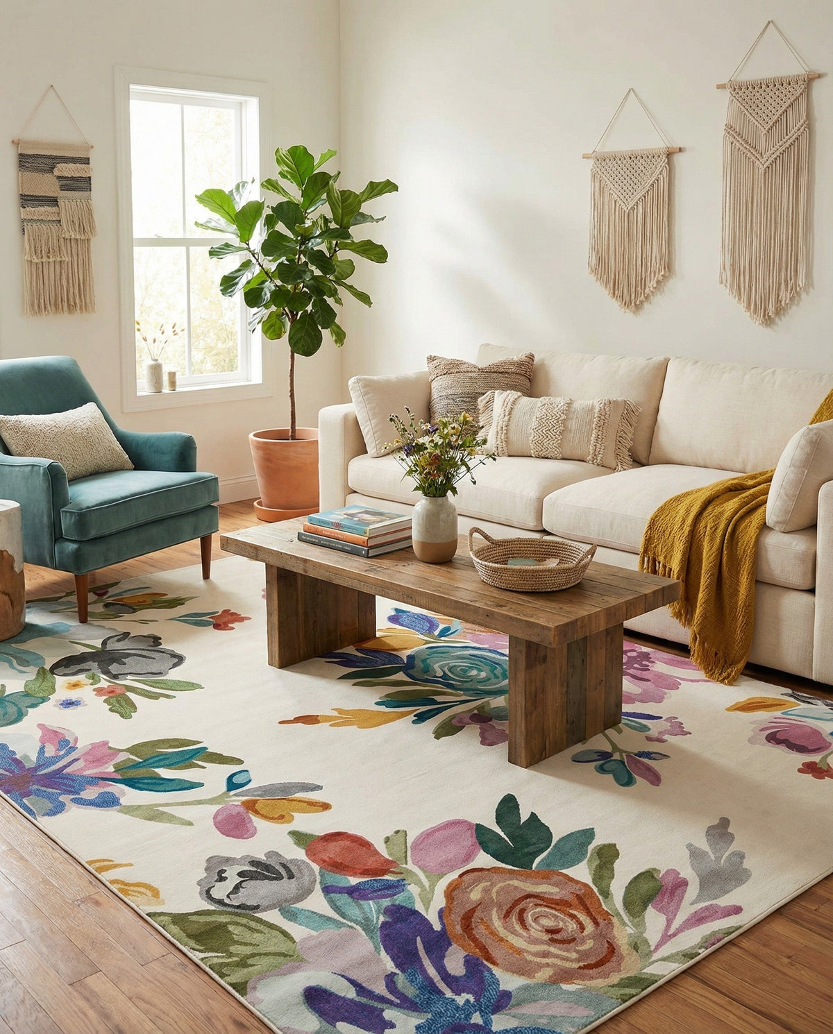 Meadow Breeze Collection Area Rug - Wildflower Rectangle Ivory  lifestyle 17
