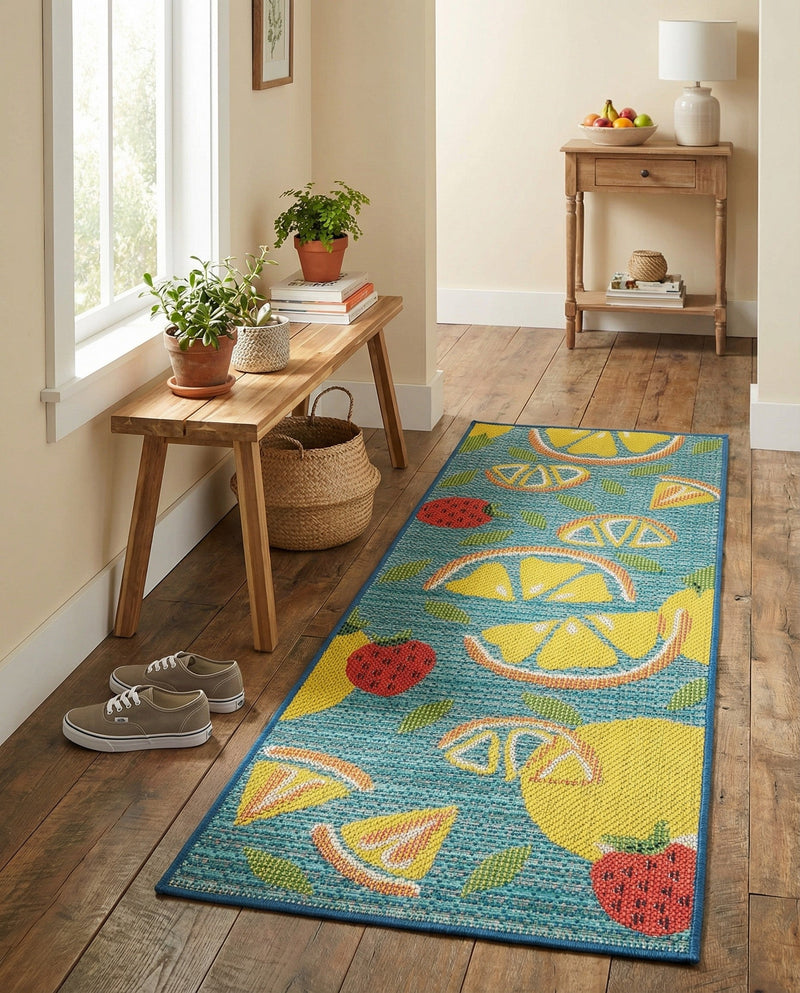 Coastal Terrace Collection Area Rug -  Cove Runner Blue  lifestyle 67