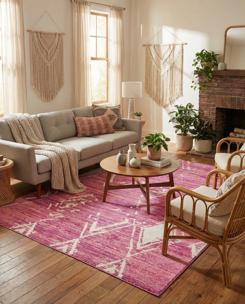 Metro Heights Collection Area Rug -  Madison Rectangle Pink  lifestyle 45