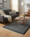 Samarkand Elegance Collection Area Rug -  Margilan (Black and White) Rectangle Black and White  lifestyle 13