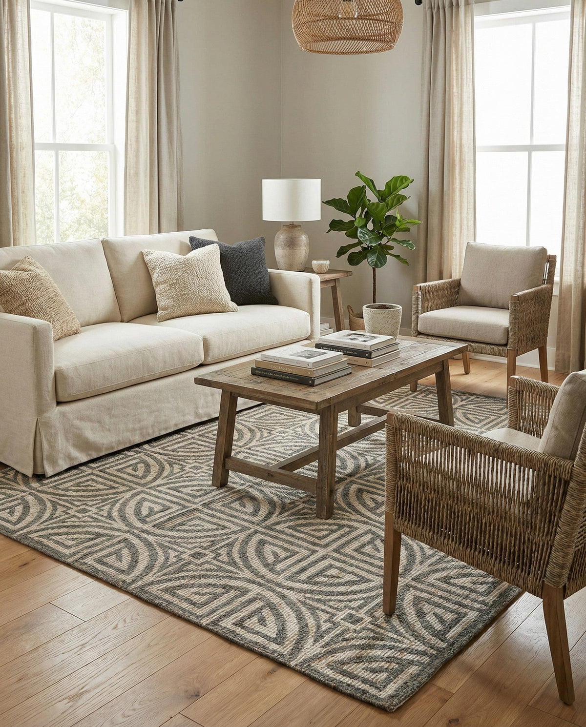 Savannah Threads Collection Area Rug -  Thar Square Gray and Ivory  lifestyle 153