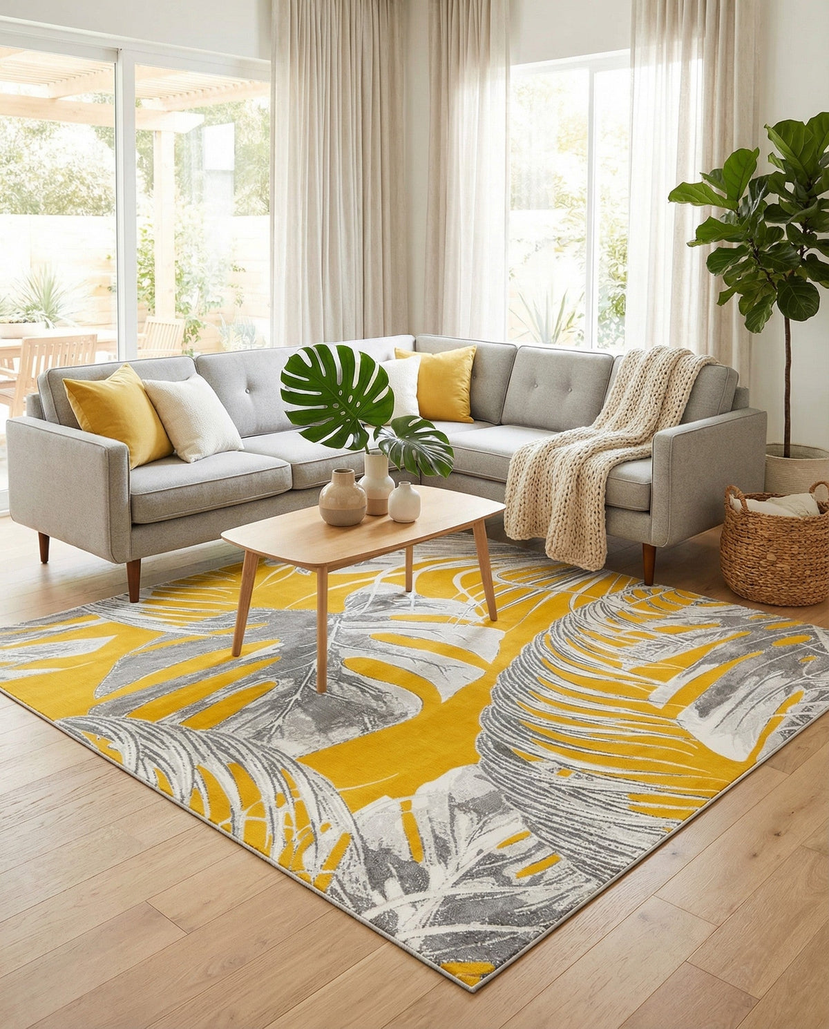 Meadow Breeze Collection Area Rug -  Clover Square Yellow  lifestyle 149