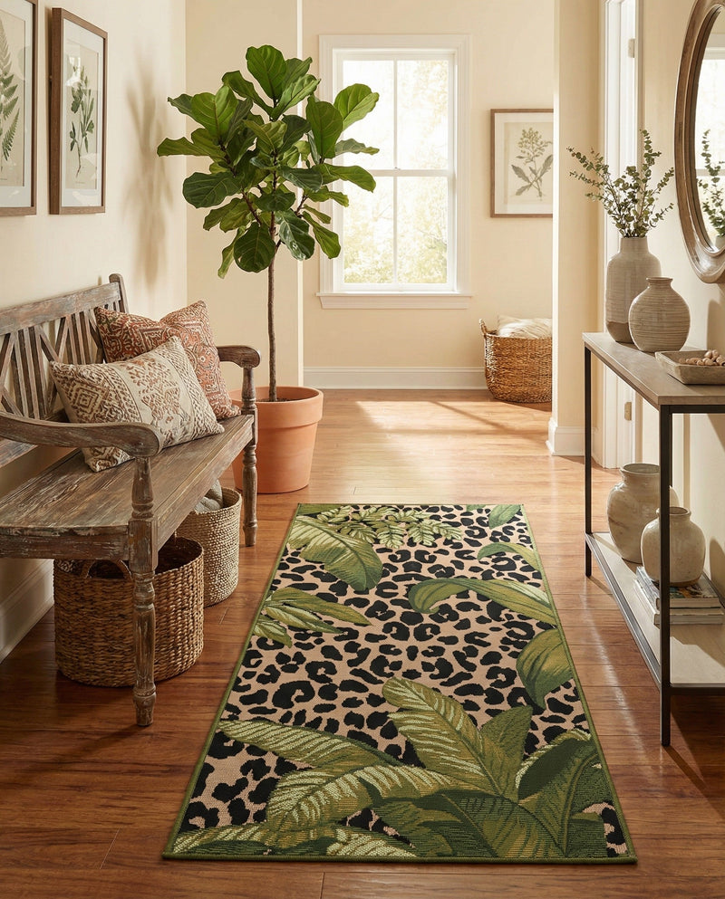 Seaside Blooms Collection Area Rug -  Lotus Runner Green  lifestyle 46