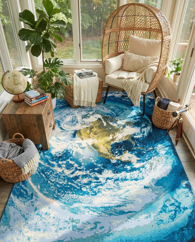 Urban Terrace Collection Area Rug -  Pergola Rectangle Blue  lifestyle 22