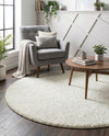 Cozy Comfort Shag Collection Area Rug - Haven (White) Round White  lifestyle 32