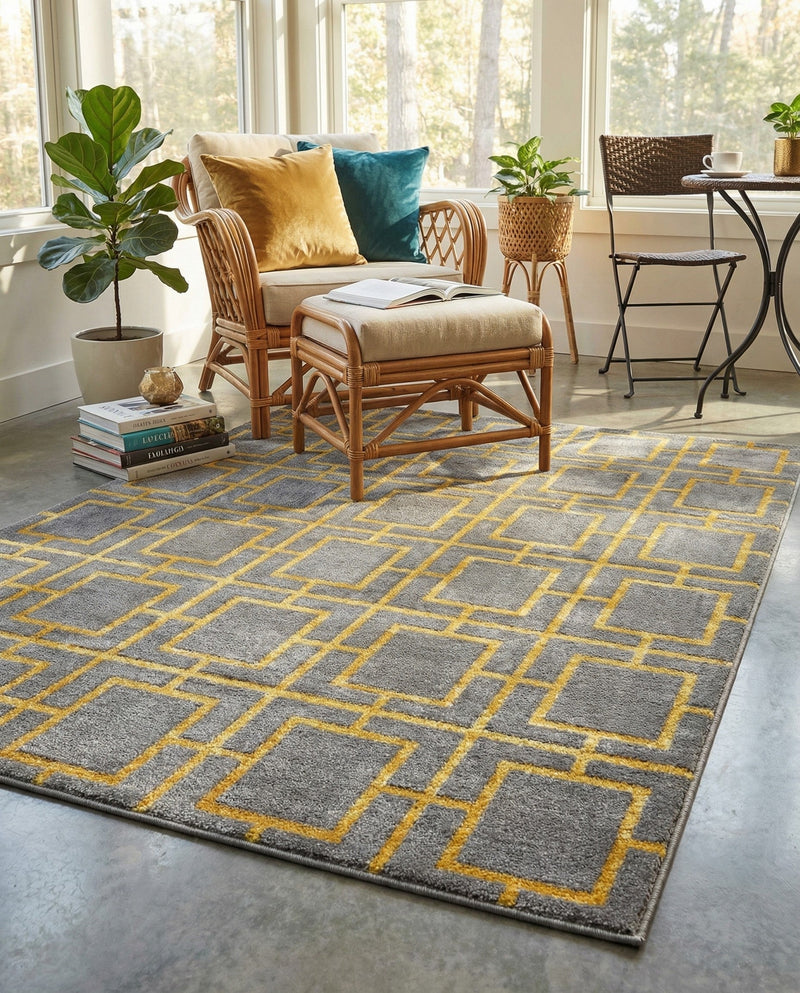 Hollywood Luxe Collection Area Rug -  Beverly (Gray Gold) Rectangle Gray Gold  lifestyle 5