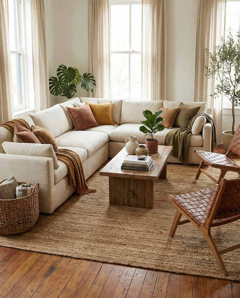 Woven Seaside Jute Collection Area Rug - Savannah (Natural) Square Natural  lifestyle 58