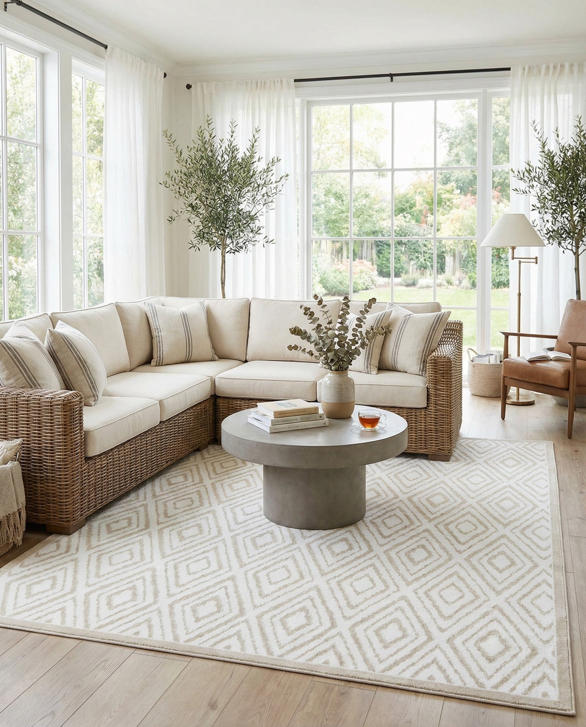 Sanctuary Retreat Collection Area Rug -  Oasis Square Snow White  lifestyle 115