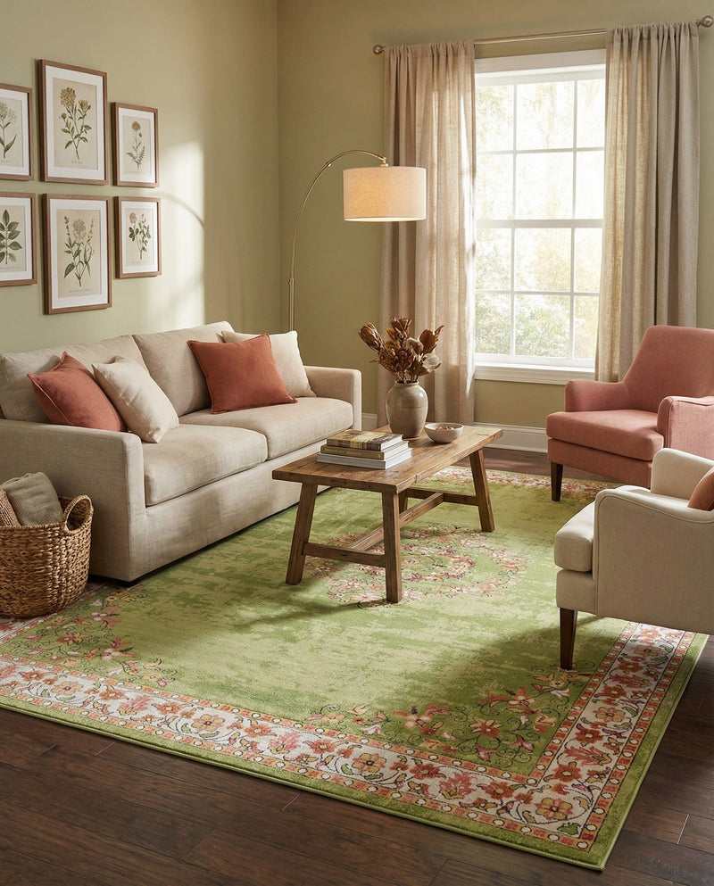 Geneva Terrace Collection Area Rug -  Yverdon Rectangle Green  lifestyle 55