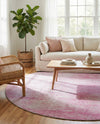 Sahara Essence Collection Area Rug - Oasis (Pink) Round Pink  lifestyle 71