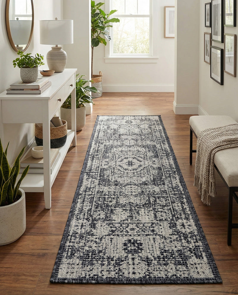 Patio Heritage Collection Area Rug - Savannah (Charcoal Gray) Runner Charcoal Gray  lifestyle 58