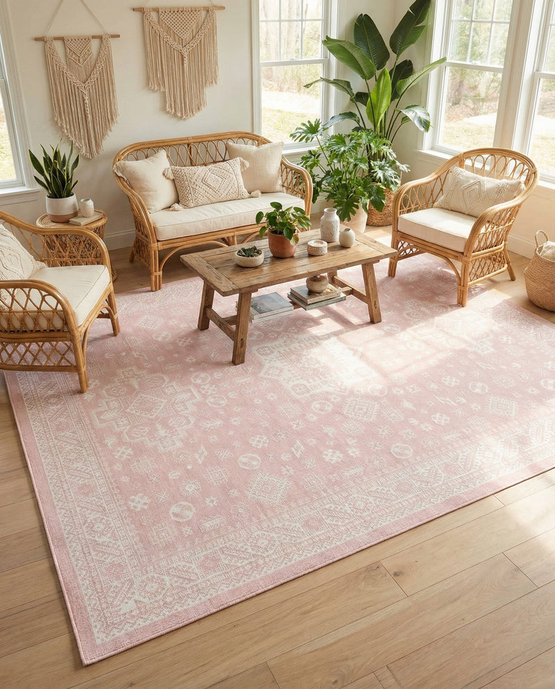 Tribal Terrace Treasures Collection Area Rug -  Incan Isle (Pink) Rectangle Pink  lifestyle 40
