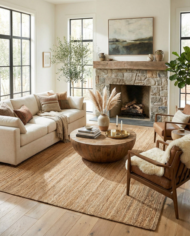 Woven Seaside Elegance Collection Area Rug - Coastline Rectangle Natural  lifestyle 6