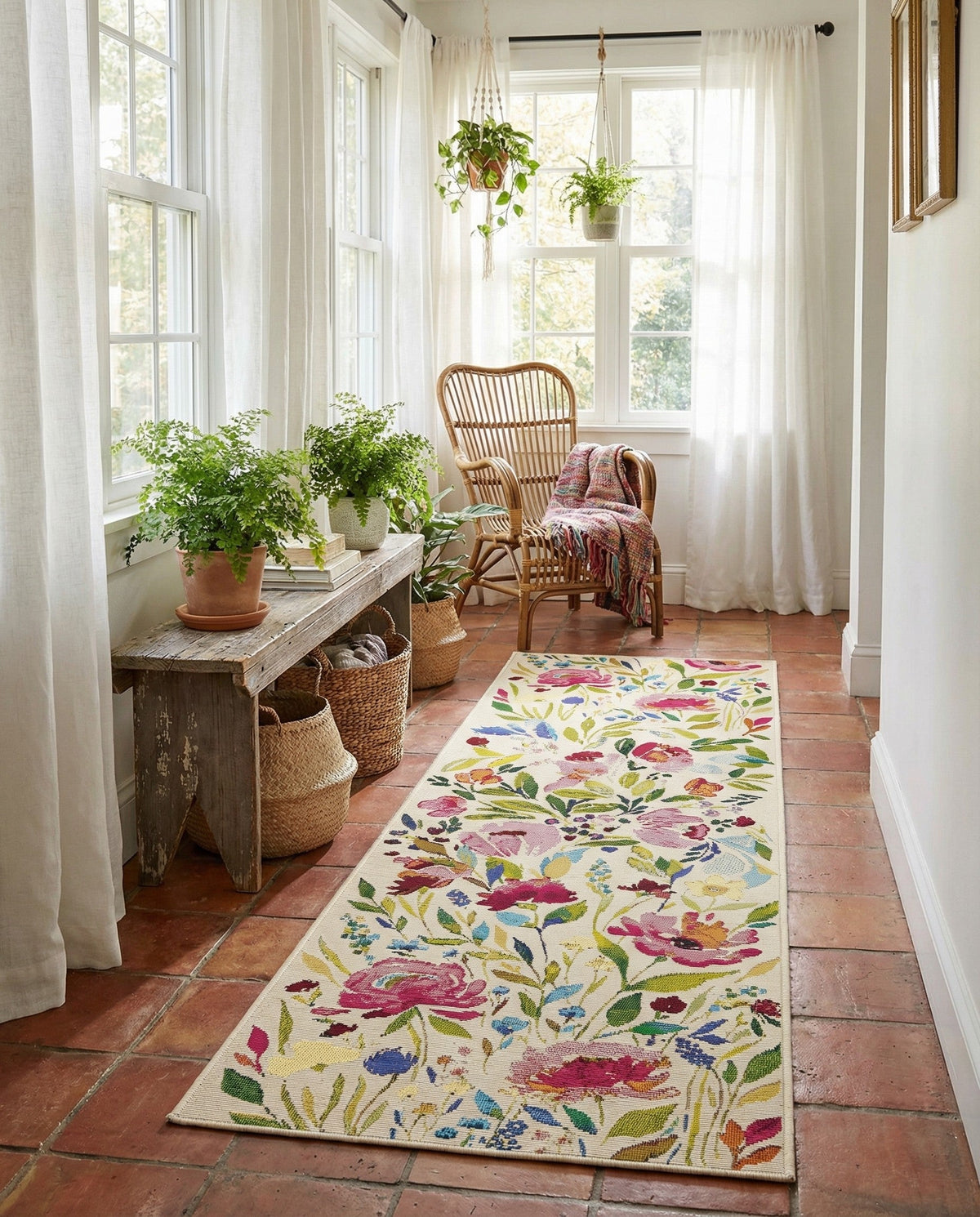 Seaside Blooms Collection Area Rug -  Meadow Runner Multi  lifestyle 109