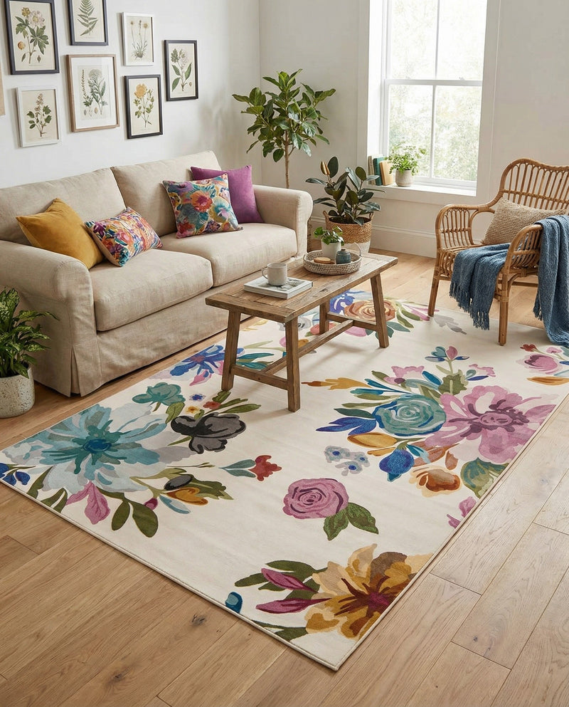 Meadow Breeze Collection Area Rug - Wildflower Rectangle Ivory  lifestyle 14
