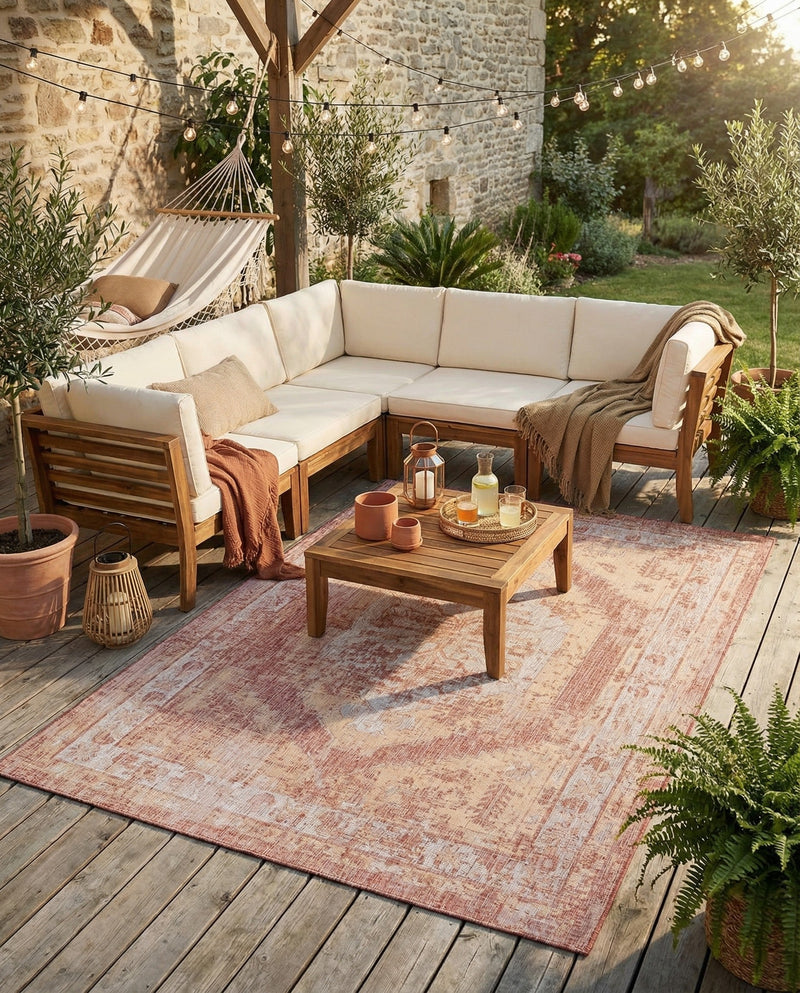 Patio Heritage Collection Area Rug -  Augusta (Rust Red) Rectangle Rust Red  lifestyle 5