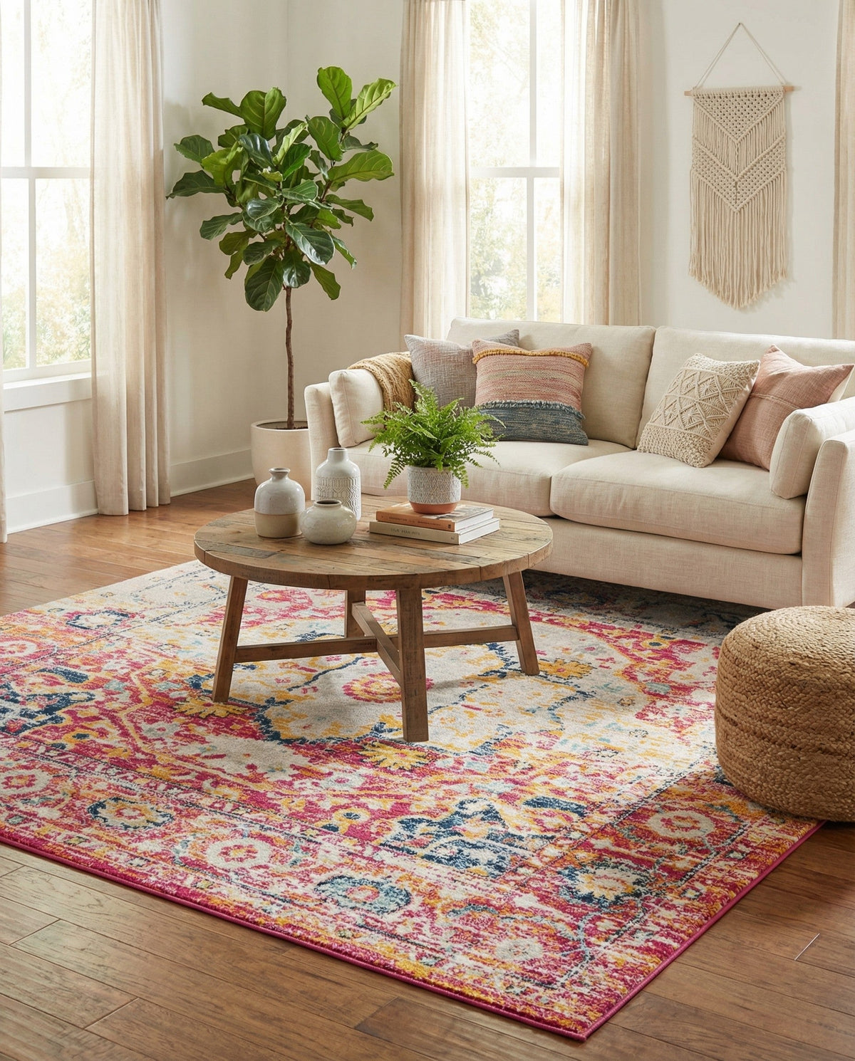 Parisian Elegance Collection Area Rug - Versailles (Pink Gray) Square Pink Gray  lifestyle 92