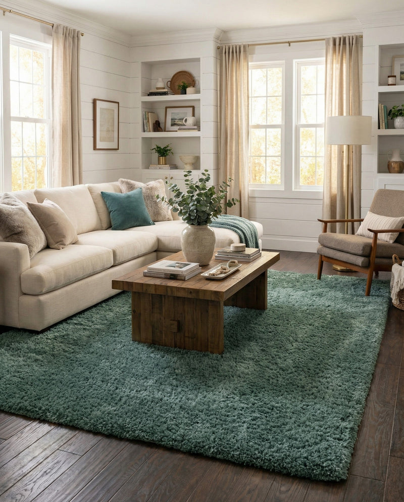 Eternal Plush Oasis Collection Area Rug -  Tranquility (Forest Green) Rectangle Forest Green  lifestyle 4