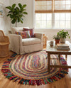 Osian Looms Collection Area Rug - Kathmandu Oval Multi  lifestyle 32