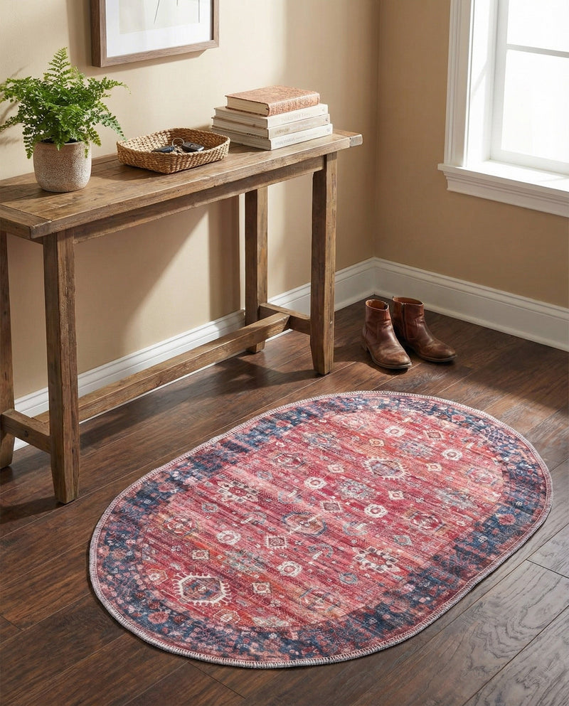 Zahara Oasis Collection Area Rug -  Ouarzazate Oval Antique Red  lifestyle 73