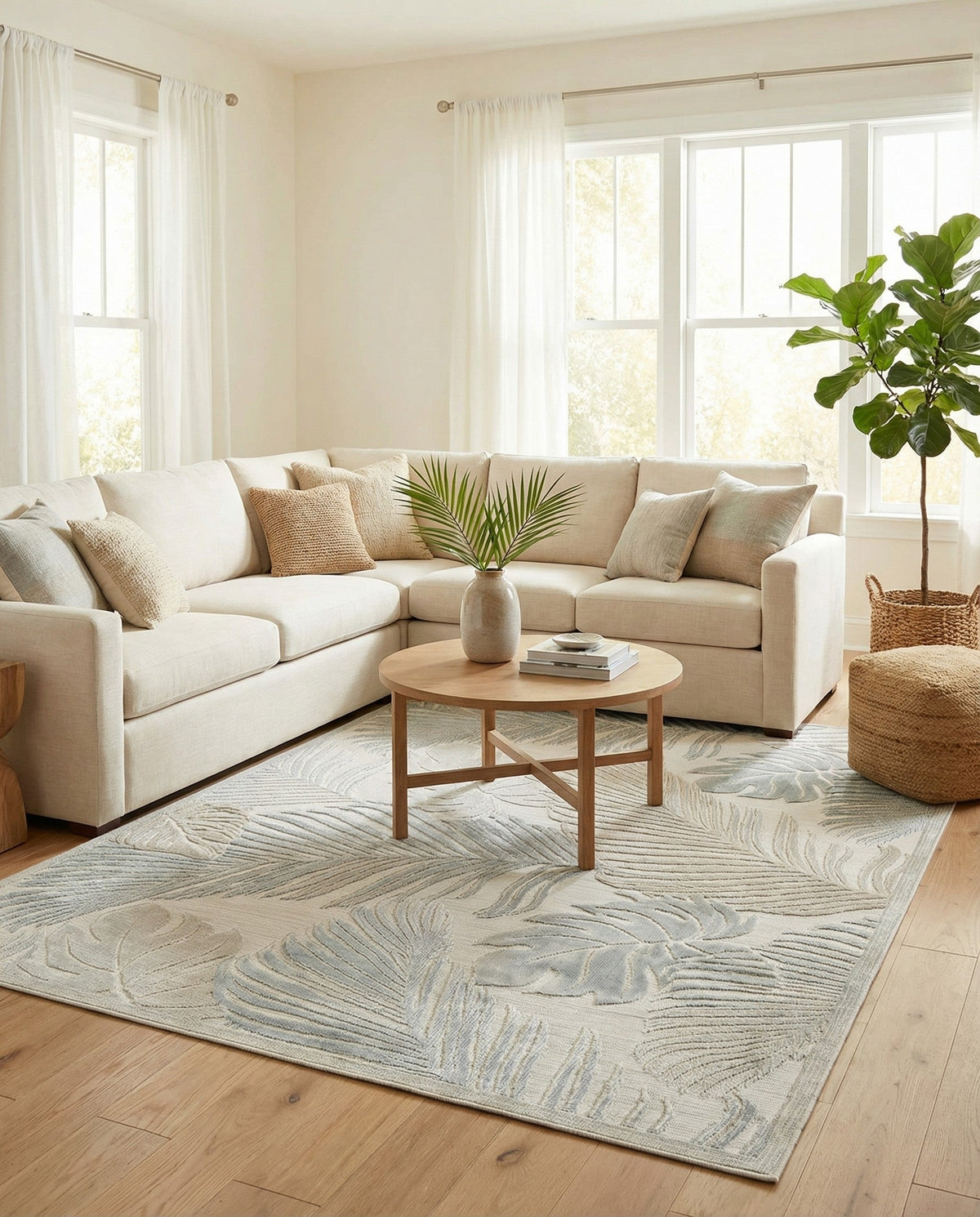 Seaside Blooms Collection Area Rug -  Tranquil Rectangle Gray  lifestyle 10