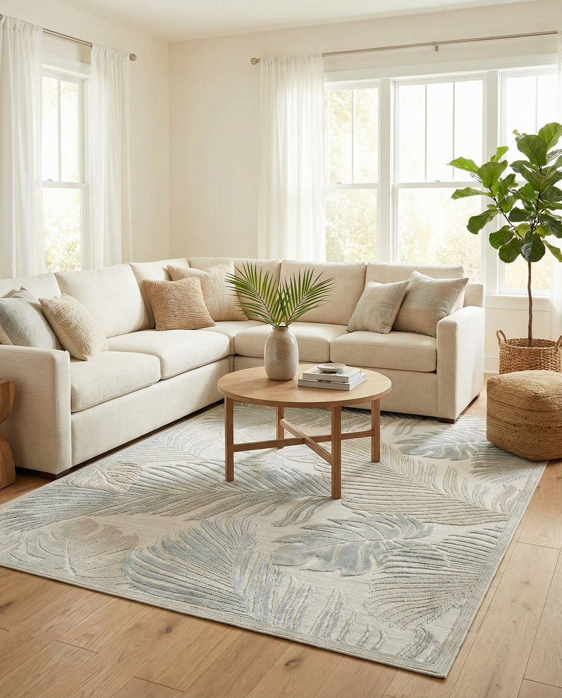 Seaside Blooms Collection Area Rug -  Tranquil Rectangle Gray  lifestyle 10