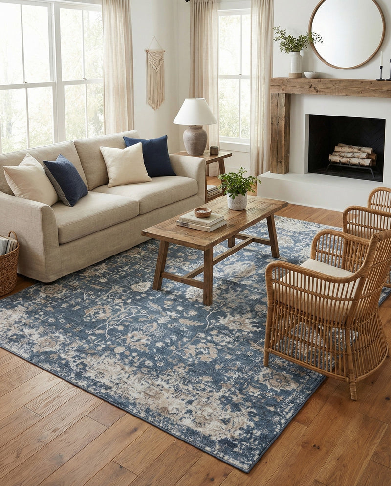 Cascade Range Collection Area Rug -  Shasta (Blue) Rectangle Blue  lifestyle 13