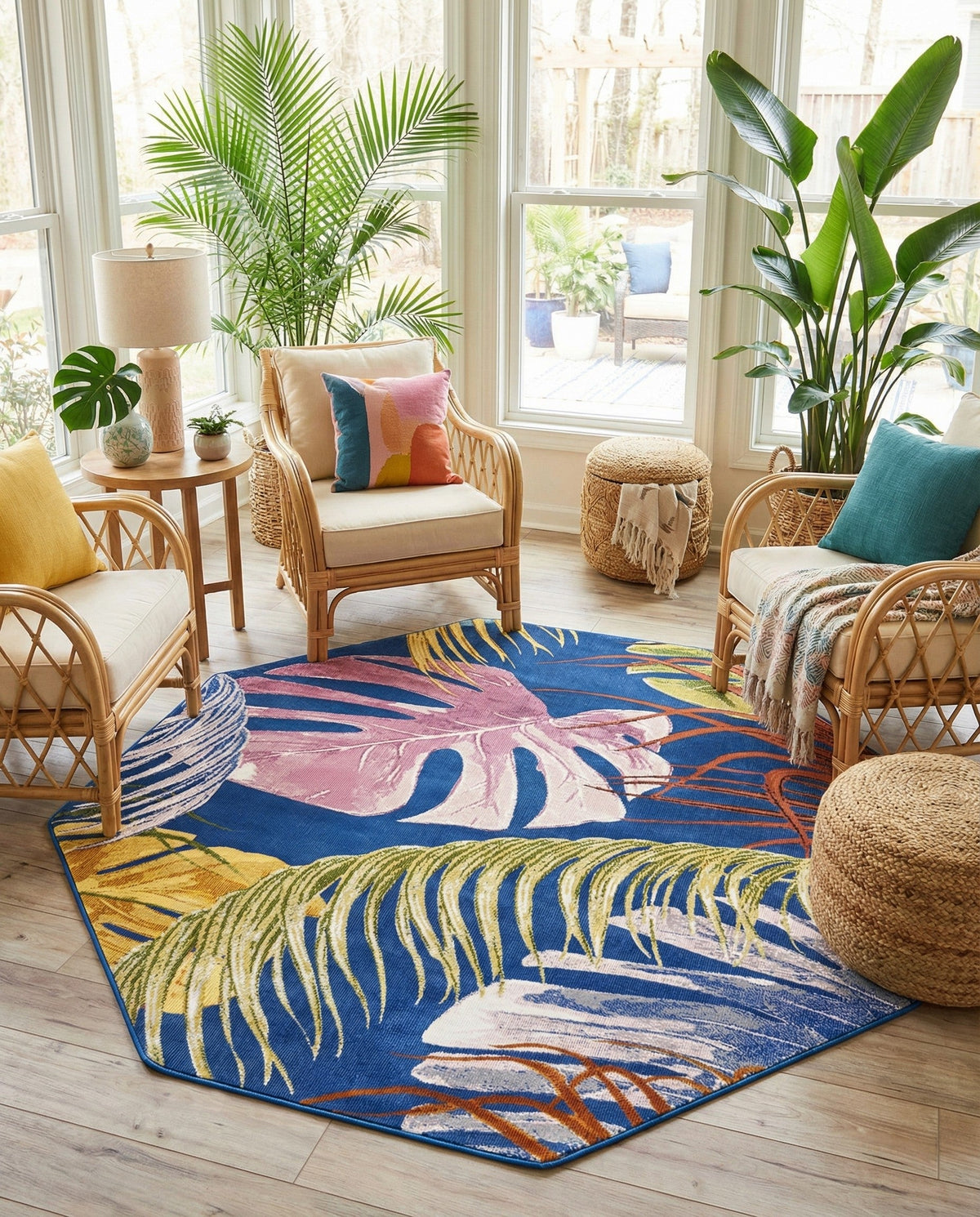 Meadow Breeze Collection Area Rug -  Clover Octagon Multi  lifestyle 76