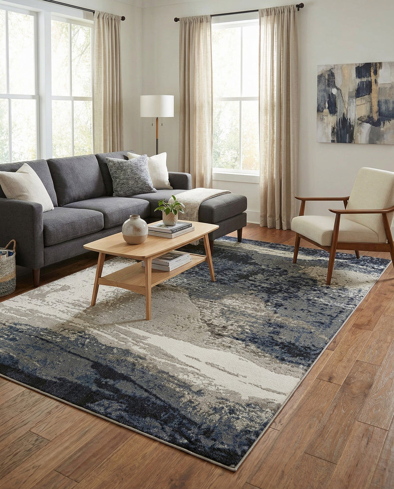 Copenhagen Edge Collection Area Rug - Nyhavn Rectangle Blue  lifestyle 53
