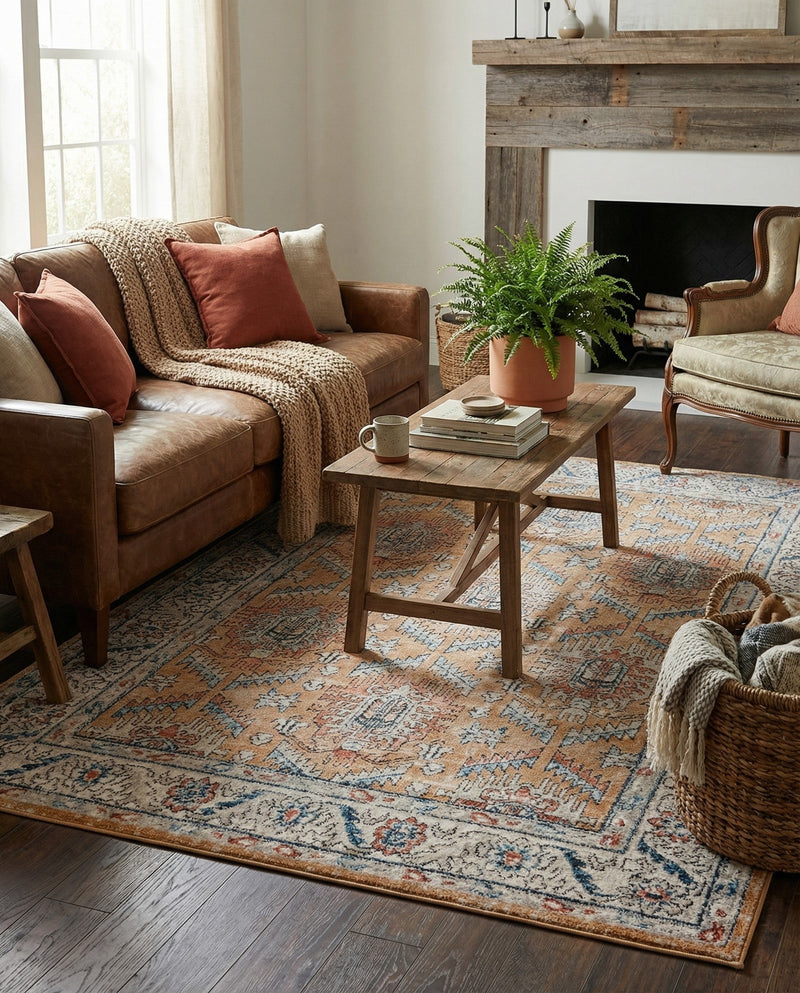 Mykonos Manor Collection Area Rug -  Paros Rectangle Mustard Yellow  lifestyle 16