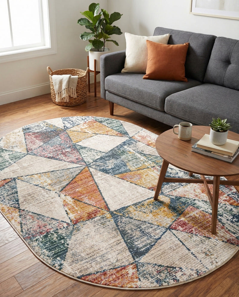 Jewel Oasis Collection Area Rug -  Topaz Oval Multi  lifestyle 63