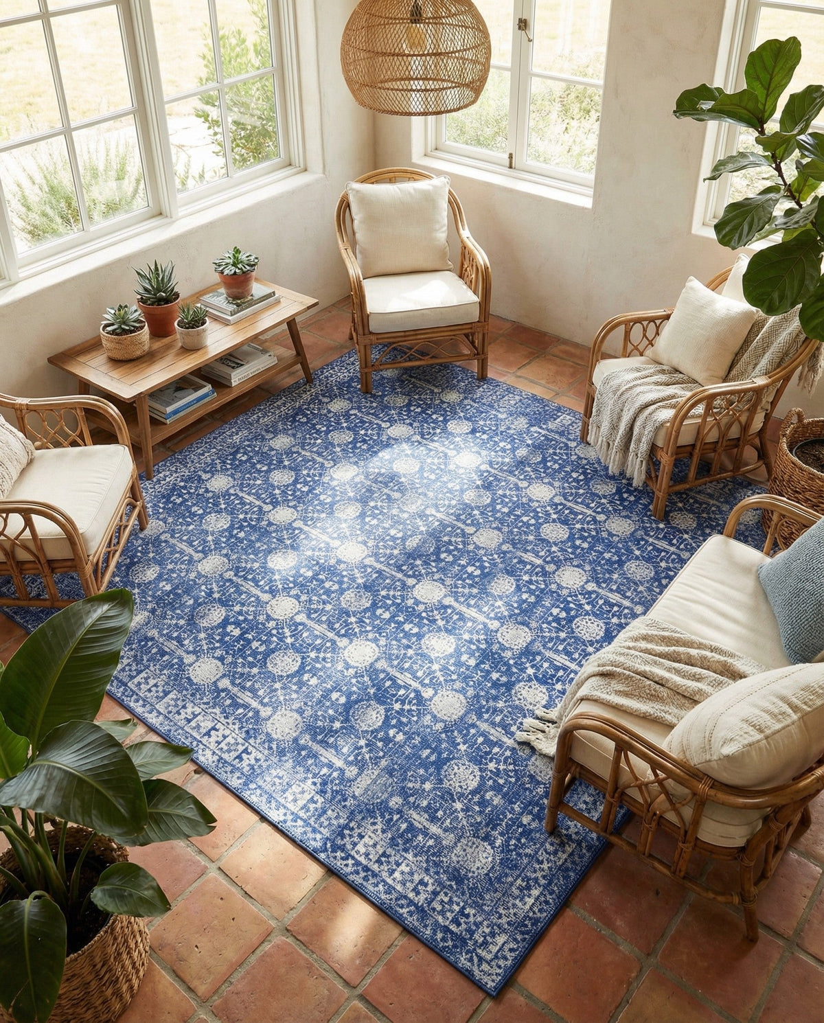 Heritage Elegance Collection Area Rug -  Chatsworth Square Navy Blue  lifestyle 112